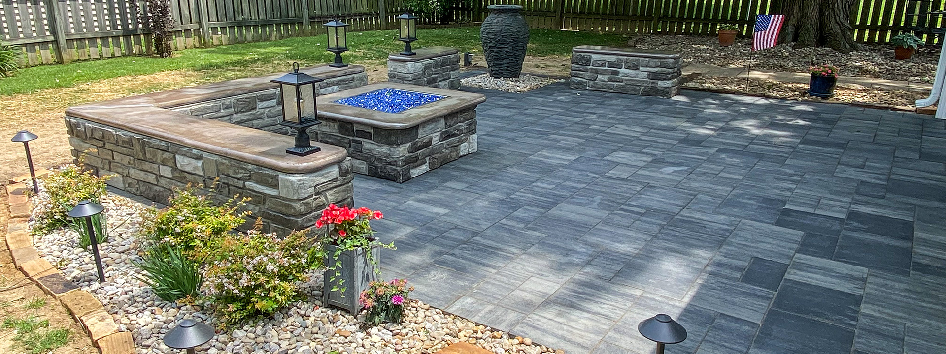 Stone Patio and Firepit Living Area